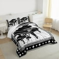 thumbnail image 3 of Manfei Black White Piano Queen Comforter Set, Pop Music Melody Bedding Comforter Set, Teen Boy Girl Kid Bedding Set, Ultra Soft Home Decor, 3pcs, 3 of 8