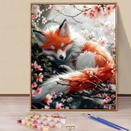 JYLMOOD Paint by Numbers Kit for Adults Beginner, Easy DIY Oil Painting Kits On Canvas for Gift Home Wall Decor 16x20 Inch - Fox Animal