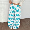 thumbnail image 2 of Women's Casual and Fashionable Printed Elastic Waist Loose Wide Leg Pants with Plush Lining for Winter and Lounge Wear,Sky Blue,S, 2 of 3