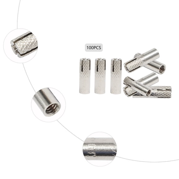 (100) Drop-In 1/4-20'' Concrete Expansion Anchor Drill Stainless Steel 1/4-20