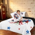 thumbnail image 4 of Manfei Watercolor Bouquet Queen Comforter Set, Patriotic Stars Comforter Sets Queen, Red White Blue, Black Reversible 3 Pieces, 1 Comforter and 2 Pillowcases, 4 of 6
