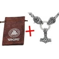 thumbnail image 5 of Leander Wolf Head with Thor Mjolnir Pendant Necklace Stainless Steel - King Chain, 5 of 5