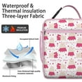 thumbnail image 4 of Pink Pig Lunch Bag with Kawaii Cartoon Illustration, Farm Animal Inspired Artistic Print, Watercolor Pig Pattern Insulated Bento Tote for Travel, School, Office, 4 of 6