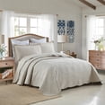 thumbnail image 3 of MarCielo  3Pcs 100% Cotton Oversized Quilt Bedspread Coverlet Set TF Elegant Beige - Oversized Queen, 3 of 7