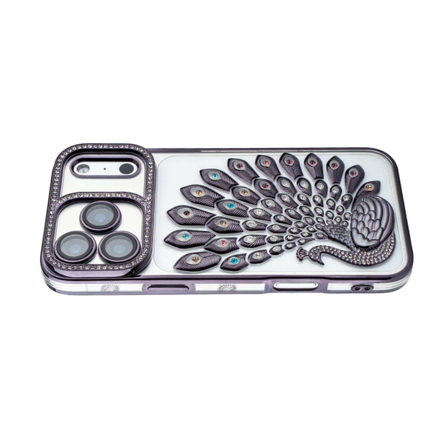 Stylish Crystal Plume Case for iPhone 17 Pro - Black