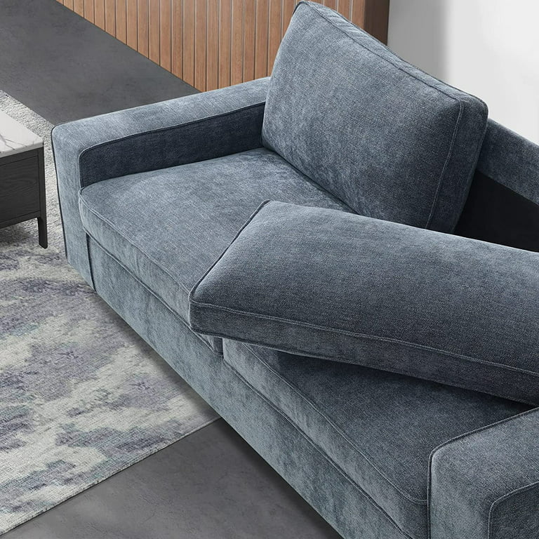 71.25 Modern Chenille Sofas Couches for Living Room, Deep Seat Sofa with  Square Armrest, Removable Low-Back Sofa Cushion and Detachable Sofa