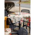 thumbnail image 4 of Outdoor Tablecloth with Umbrella Hole and Zipper, Merry Christmas Square Table Cloth 54x54 Inch Waterproof Tablecloth, Red Poinsettia Xmas Tree Snowflake Winter Rustic Picnic Table Cover for Patio, 4 of 7