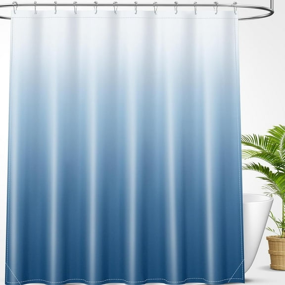 Luxury Blue and White Ombre Waterproof Shower Curtain Sets with Hooks, Waterproof and Washable Decorative Shower Curtains for Bathroom 60"W x 72"L (Pack of 1)