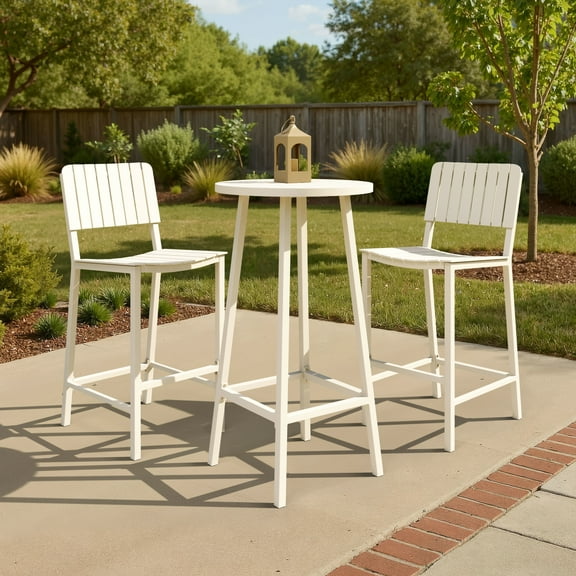 Kayu Barstool White Barstool, Modern Style, Stackable for space saving storage, Aluminum, Outdoor Bar