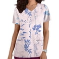 thumbnail image 1 of EGNMCR Sarraus pour Femmes Mode pour Femmes Col en V Imprimé de Feuilles de Plantes Manches Courtes Poche Combinaison Haut Cadeaux pour Femmes, 1 of 4