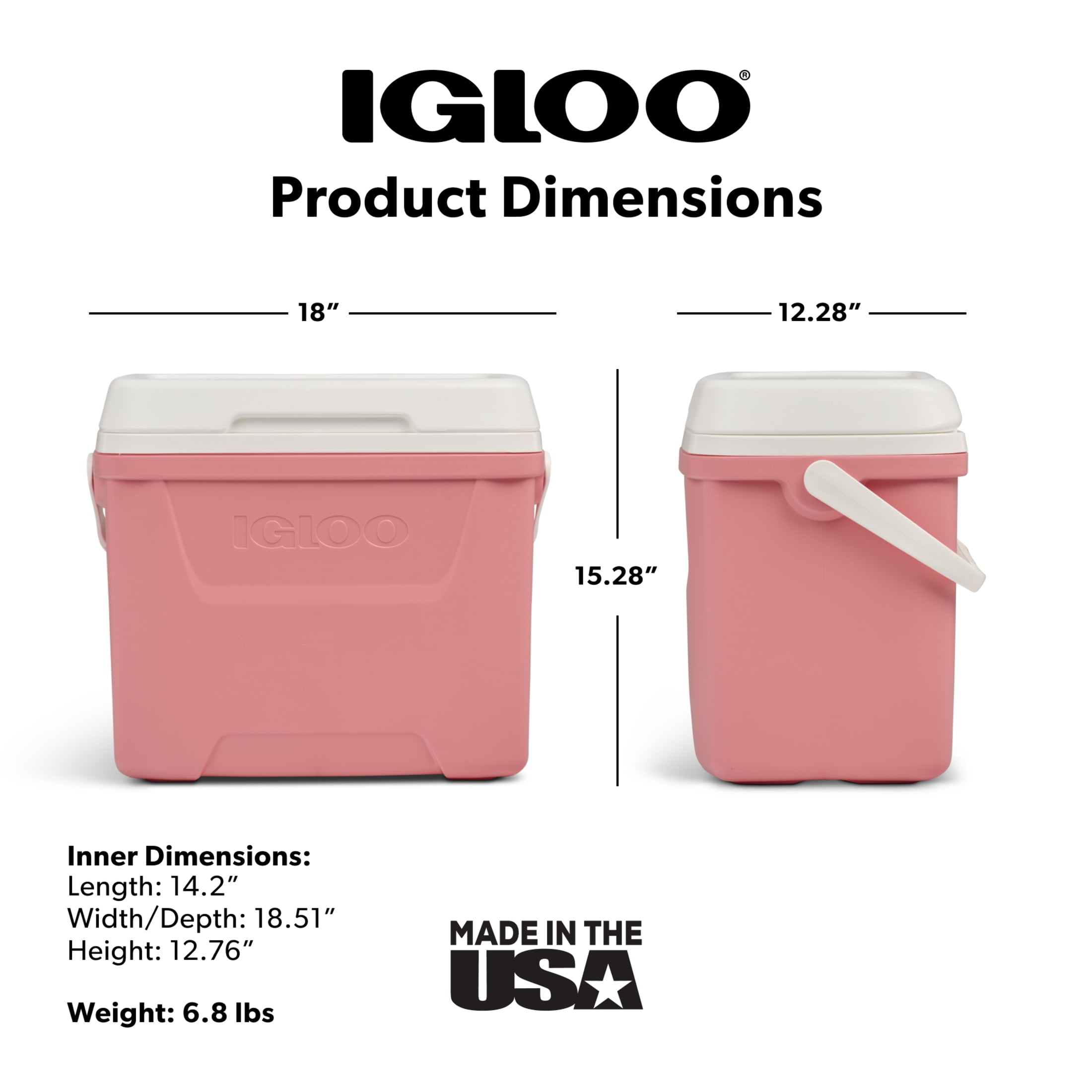 Igloo 28 QT Laguna Hard-Sided Ice Chest Cooler, Coral Pink