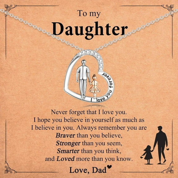 Daughter Gifts from Dad, Valentines Gifts for Daughter, Heart Pendant to My Daughter Necklace from Dad, Christmas Easter Basket Stuffers Graduation Birthday Gifts for Women