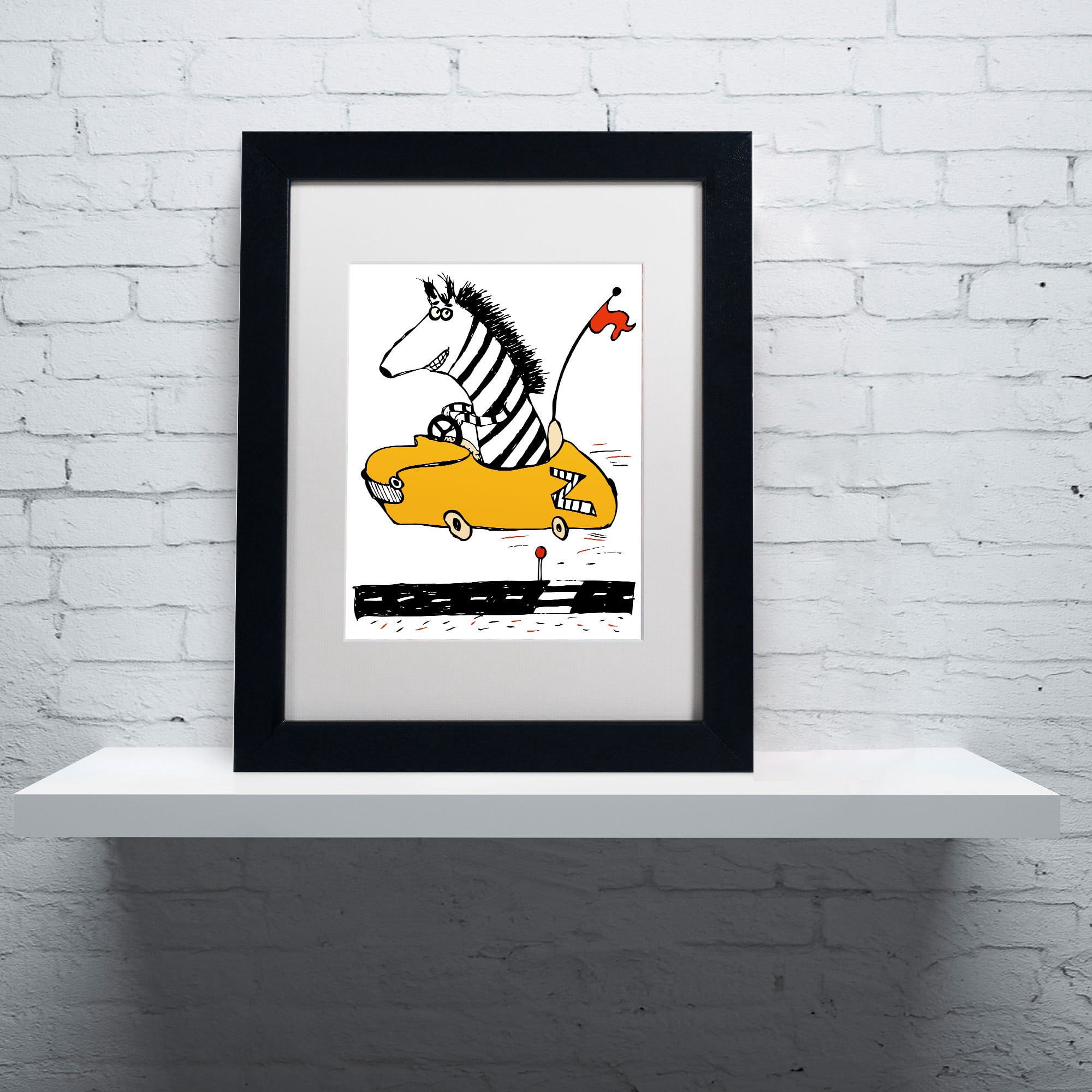 Trademark Fine Art "Zippy Zebra" Canvas Art by Carla Martell, White Matte, Black Frame