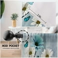thumbnail image 4 of Teal Floral Curtain 42W X 63L Inch 2 Panels Rod Pocket Turquoise Aqua Flower Wooden Daisy Rustic Country Retro Teal and White Leaves Butterfly Vintage Window Drapes Treatment Living Room Bedroom Decor, 4 of 6