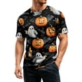 thumbnail image 4 of Mens Halloween Shirts Bat Candy Print Crew Neck Funny Tops Skeleton Graphic Short Sleeve Spooky Scary Costumes S, 4 of 6