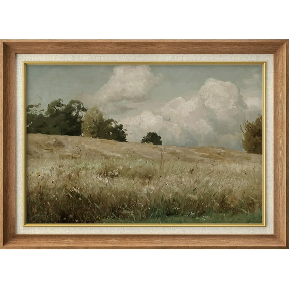 IDEA4WALL Premium Frame Wall Art Vintage Countryside Forest Tree Field Landscape Print Impressionism Nature Wilderness Wall Decor Retro Famous Fine Art for Bedroom, Office - 26"x36" Natural