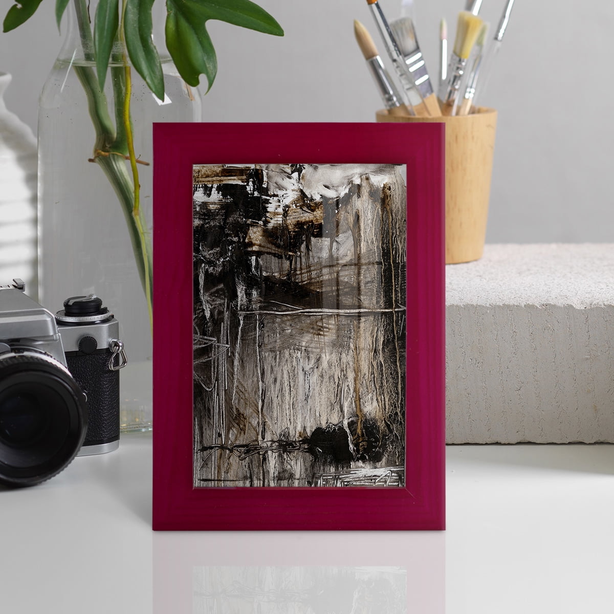 Continuum II -Framed Print w/glass-Cherry Red