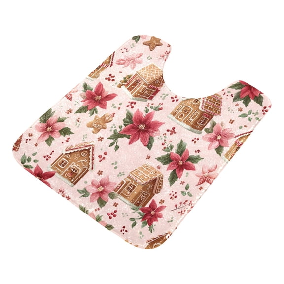 U-Shaped Toilet Mat Plush Bathroom Rug Mat Non Slip Bathroom Mats Houses and Flowers