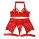 thumbnail image 1 of Gibobby Conjuntos de bragas de encaje Lencería de dos piezas para mujer, sexy con encaje floral, escote en V profundo, brasier inalámbrico y tanga exótico(Rojo, G), 1 of 5