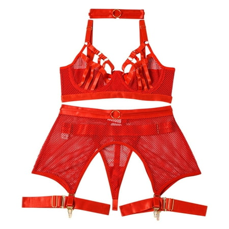 

Fishnet Bra Underwear Set Pajamas Large Size Exotic Underwear Lace Sleepwear