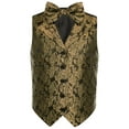 thumbnail image 3 of Hansber Kids Boys Vintage Jacquard Button Down Formal Suit Vest Tops V Neck Wedding Pageant Party Waistcoat Gold 6, 3 of 6