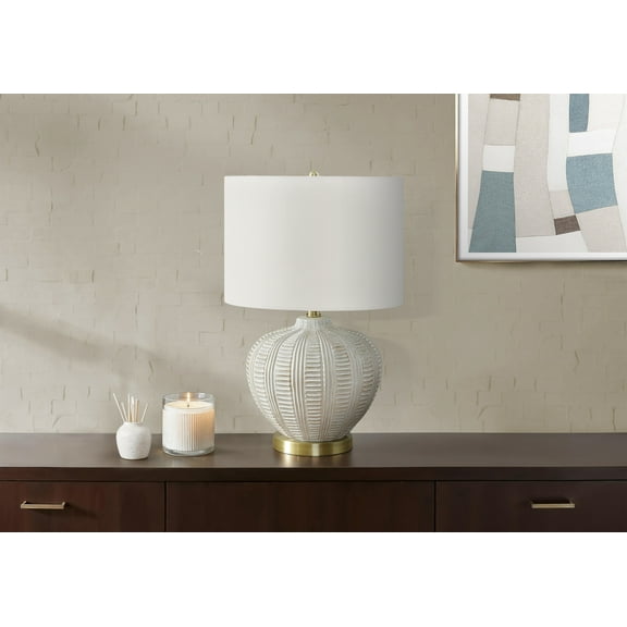 Lighting Fixtures Lighting, 21"h, Table Lamp, Ivory / Cream Shade, Cream Resin, Transitional,Table Lamps