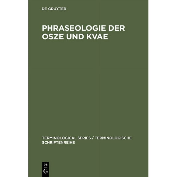 Terminological Series / Terminologische Phraseologie der OSZE und KVAE, Book 6, (Hardcover)