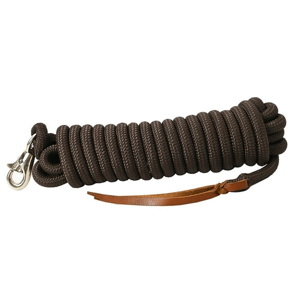 14 ft. Hilason Western Horse Nylon Lead Rope w/ snap and Latigo Ends Brown