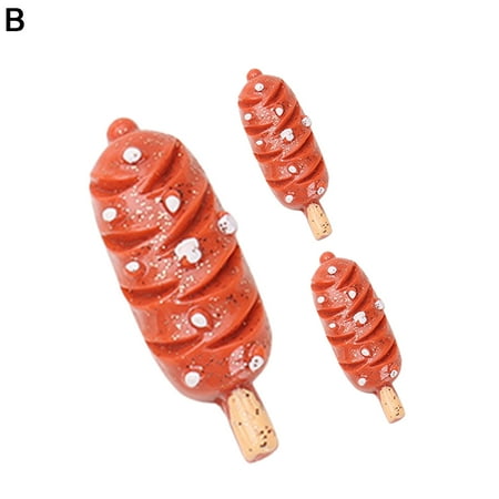 

MEIDELI Doll Accessories 3Pcs Pendants Exquisite Cute Miniature Resin Mushroom Hot Dog Food