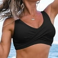 thumbnail image 2 of Odeerbi Twist Front Bikini Top for Women V Neck Padded Swimsuit Top Conservative Tight Fitting Bikini Surfing Bathing Suit Tops Black, 2 of 6