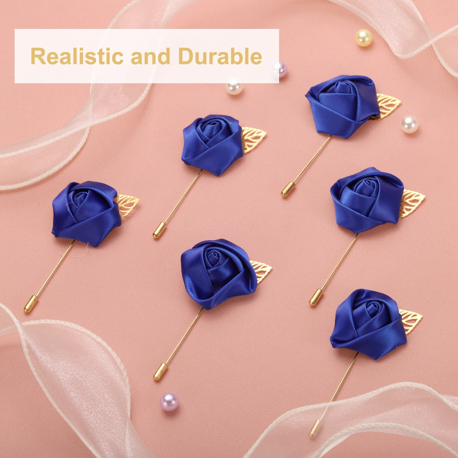 Unique Bargains Elegant Rose Boutonnieres Flower Pocket Pins for Formal Events Blue