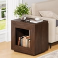 thumbnail image 3 of PAPROOS Nightstand, 2 Tiered Square Side Table with Storage Shelf, Modern End Side Table, Versatile Nightstand for Bedroom Sofa Entryway, Brown, 3 of 7