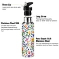 thumbnail image 3 of Yayeee 20oz Insulated Water Bottle Double Wall Stainless Steel with Flip Straw Lid, Green Wildflower Pattern, 3 of 7