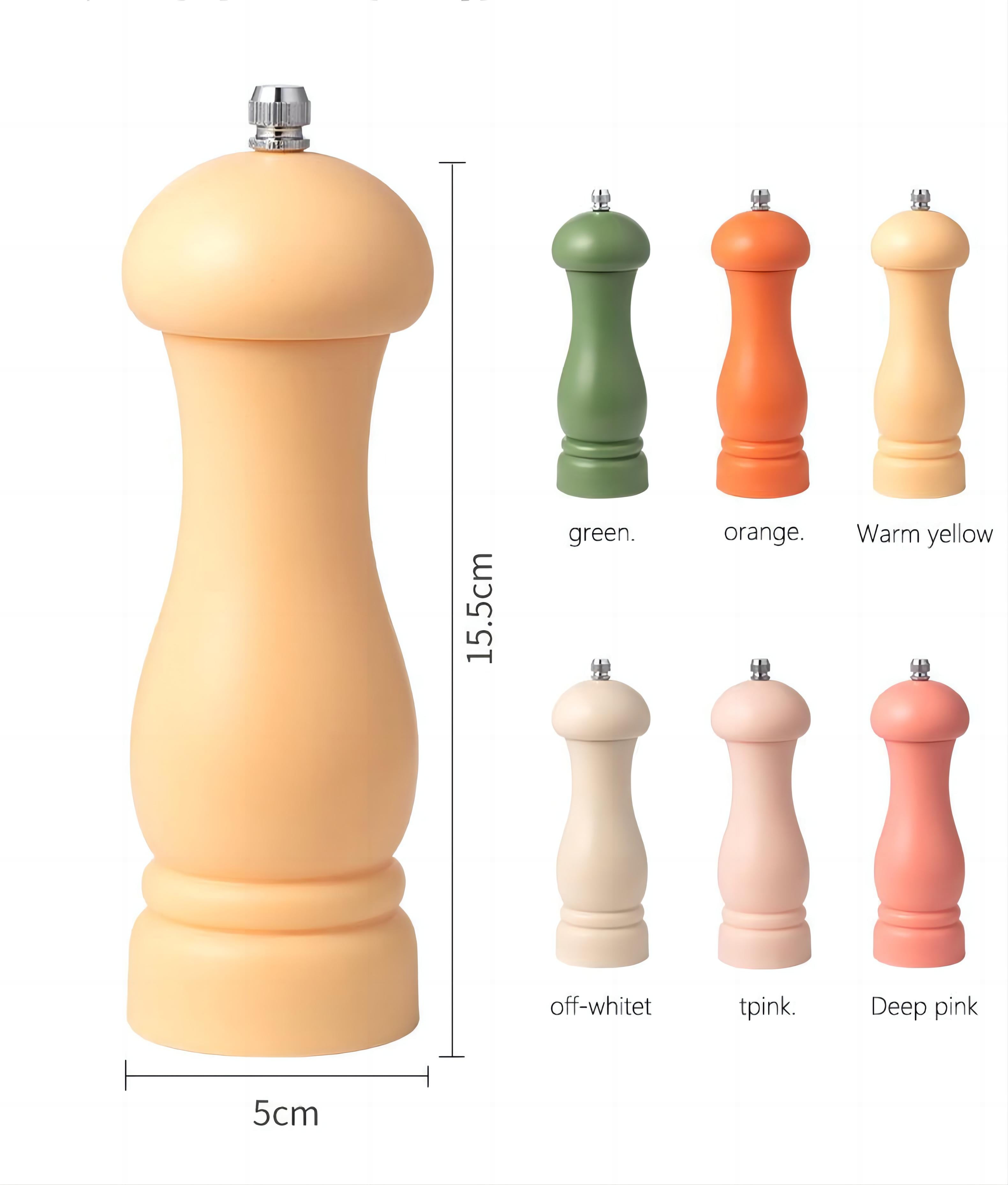 Salt and pepper grinder, manual grinder, grinder with adjusting knob, ceramic core grinder, PP plastic body, comfortable hand feeling