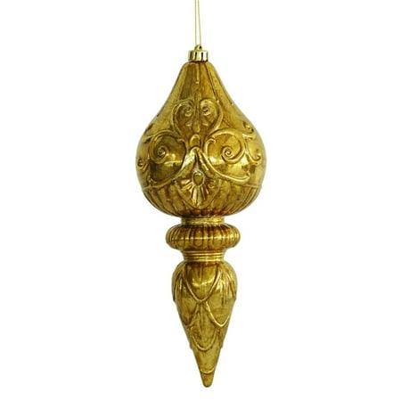 Vickerman Antique Gold Finial Tear Drop Ornament - Set of 2
