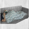 thumbnail image 6 of Fish Soft Flannel Fleece Throw Blanket, Doodle Artwork of Ocean Animal Silhouettes Aquatic Underwater Life, Cozy Plush for Indoor and Outdoor Use, 60" x 80", Mint Green White, by Ambesonne, 6 of 6