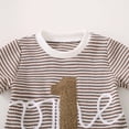 thumbnail image 5 of TOWED22 Toddler Boys Summer Outfits Embroidery Short Sleeve Shirt and Striped Shorts Sets 2Pcs Summer Clothes Set(Brown,12-18 Months), 5 of 6