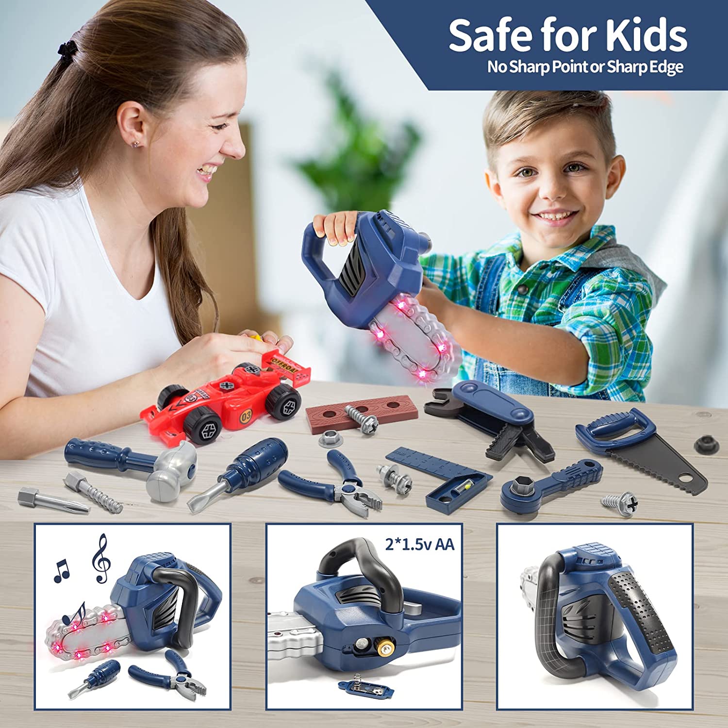 JoyStone 47-Piece Kids Tool Set with Electric Drill & Chainsaw photo 6
