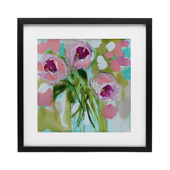 Stupell Industries Modern For You Rose Trio Black Framed Print Under Glass, 13 x 13, by Amanda Brooks