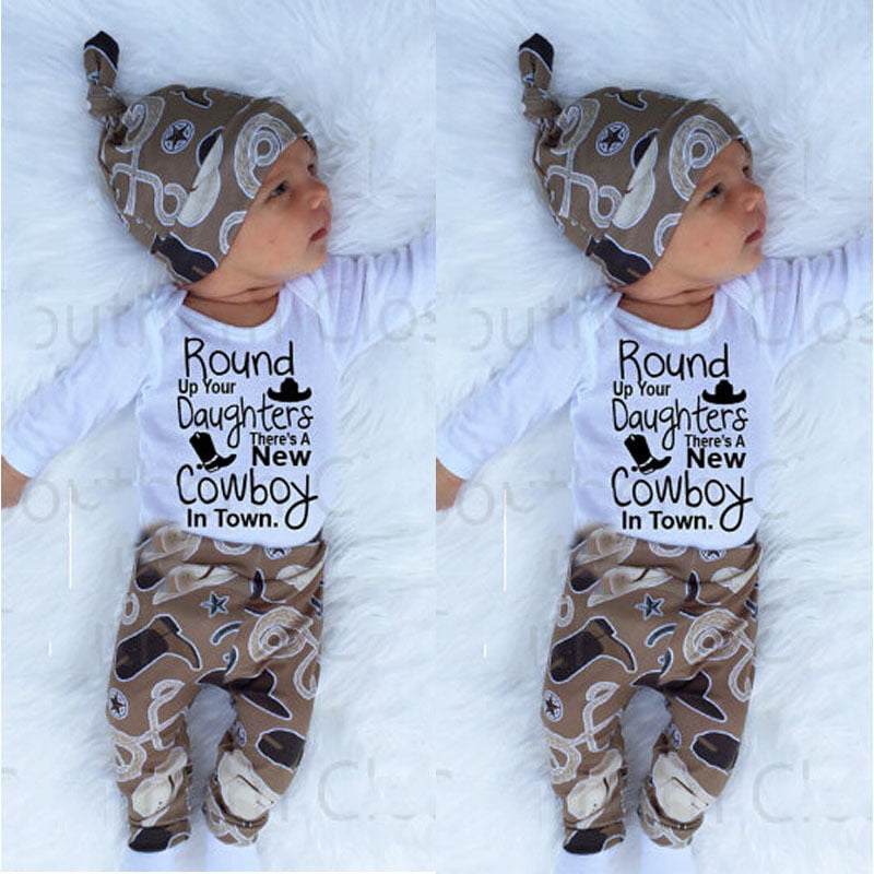 Newborn Baby Boy Infant Short Sleeve Romper Long Pants Hat Outfit Set Clothes 