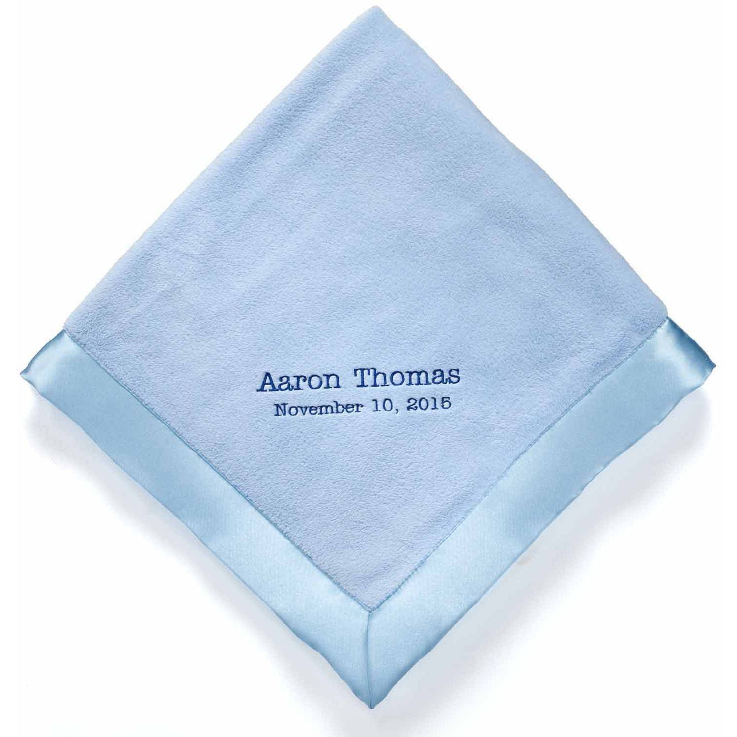 Personalized New Baby Blue Baby Blanket