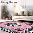 thumbnail image 2 of ODIKA 5'x7' Machine Washable Non-Slip Area Rug, Vintage Compass Rose Navigation Traditional Heritage High Traffic Rug, Pink, 661628, 2 of 7