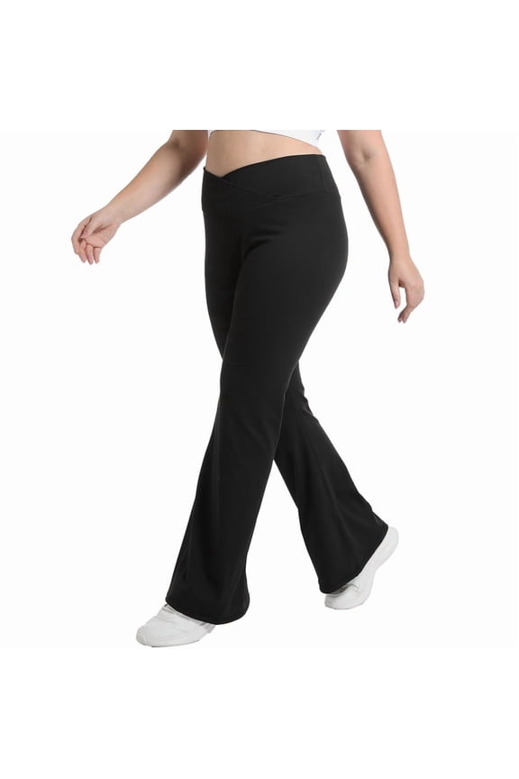 Plus Size Women's Yoga Pants High Waisted Bootcut Crossover with Tummy Control Workout Leggings for Women
