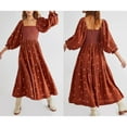 thumbnail image 2 of Fortune Robe Bohème pour Femme Décontractée à Manches Bouffantes, Robes Brodées à Fleurs, Robe Midi Fluide à Volants Boho, 2 of 8