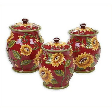 Certified International Gilded Wine Ceramic 3-piece Canister Set ...