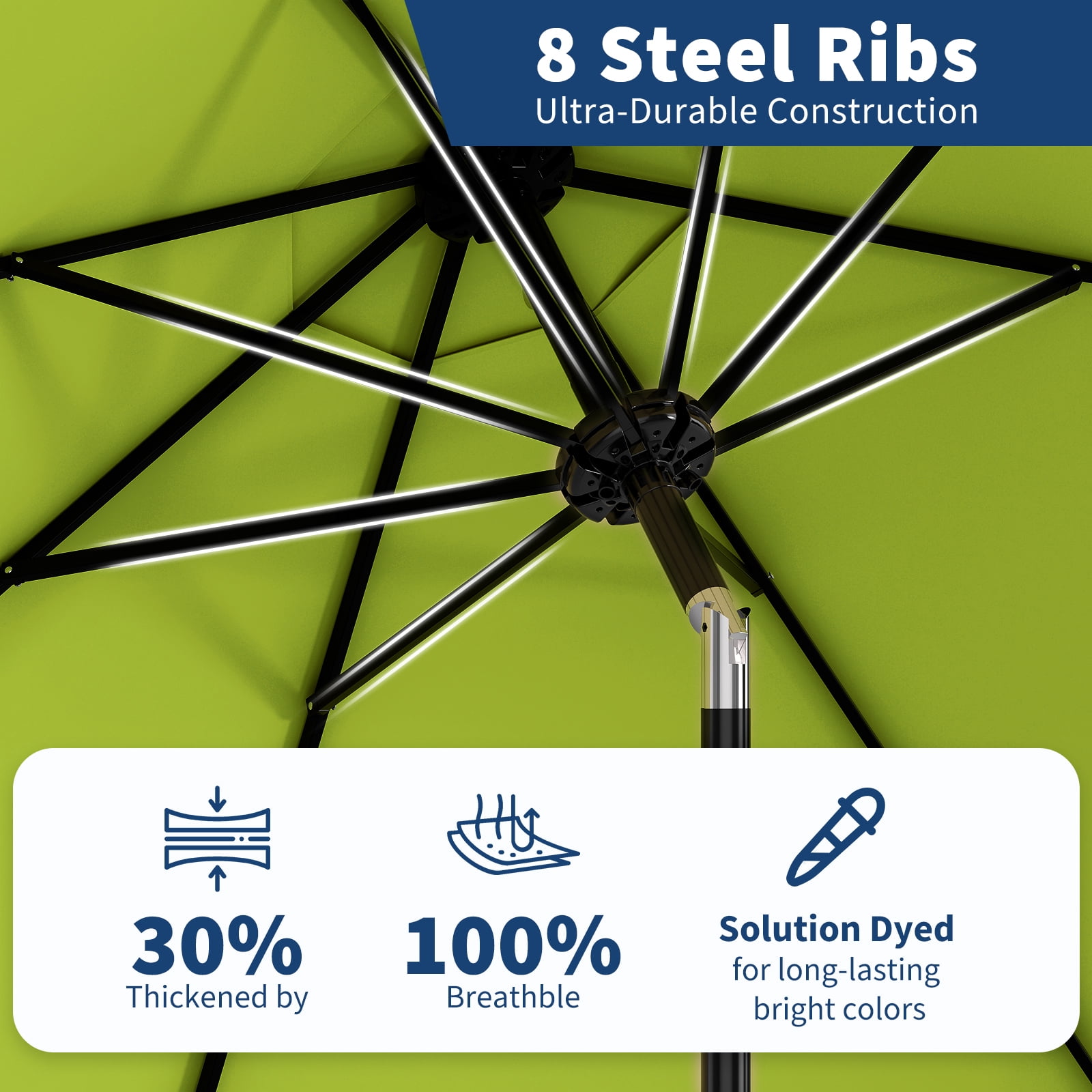 9FT Patio Umbrella Outdoor, Table Umbrella with Push Button Tilt and Crank, 8 Sturdy Ribs UV Protection Waterproof for Garden, Pool, Market, Deck