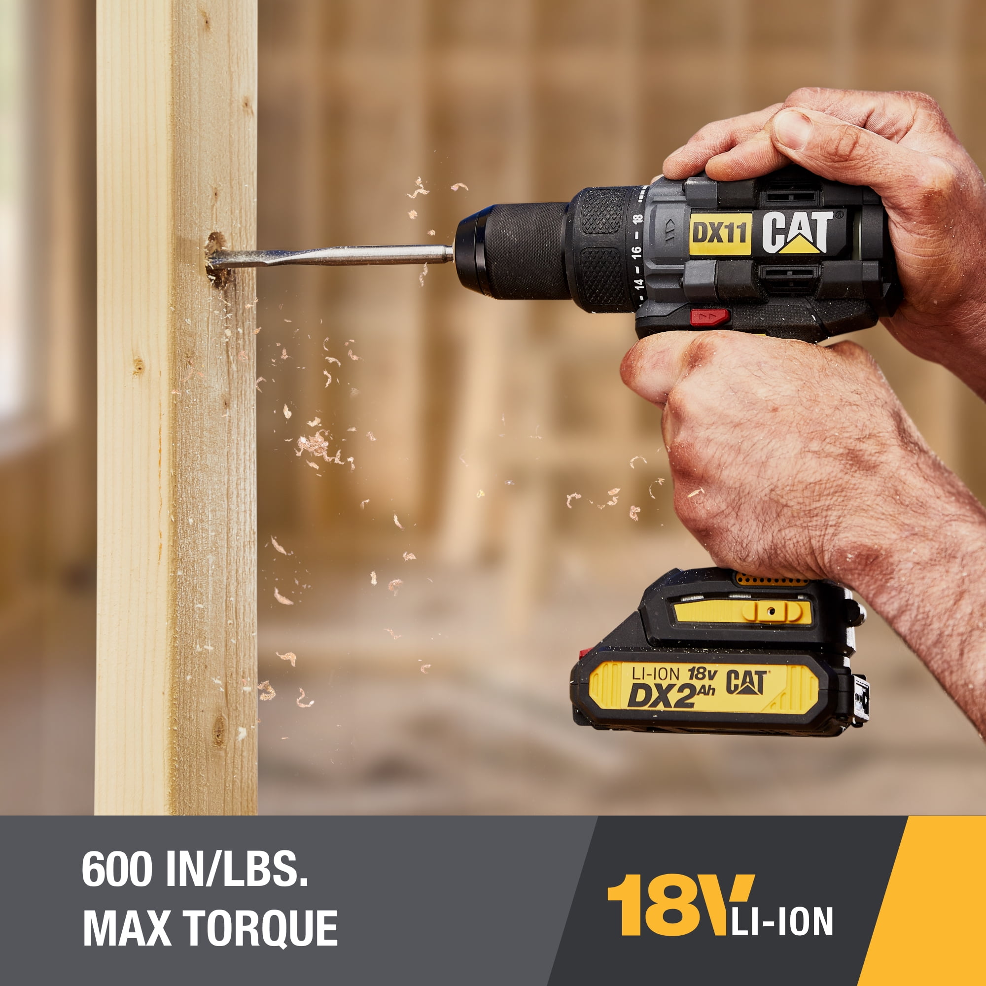 Caterpillar Cat® DX11 18V 1 FOR ALL 1/2" Cordless Drill/Driver with Brushless Motor and Two Batteries