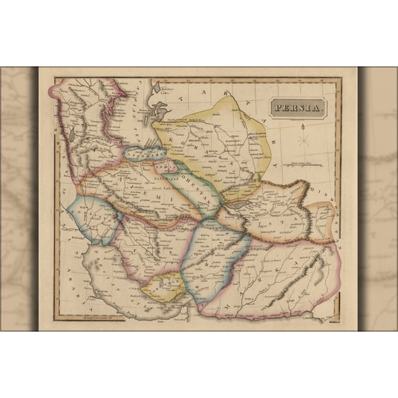 24"x36" Gallery Poster, map of Persia iran iraq afghanistan pakistan 1817
