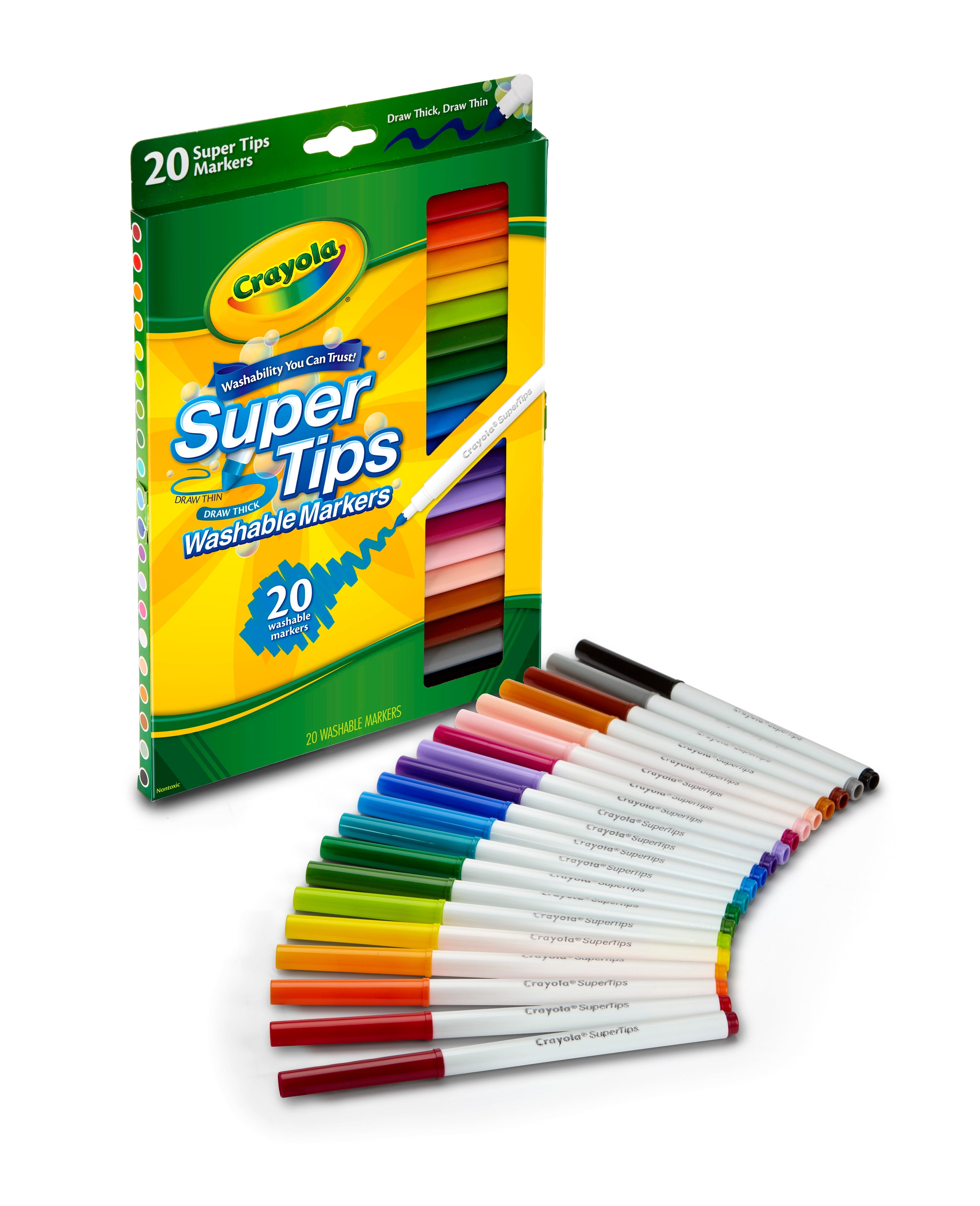 Crayola Fine Line Super Tips Washable Markers, 20 Count