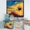 thumbnail image 4 of Abstract Boat At The Ocean Horizon During Sunset 30 in x 30 in Framed Painting Canvas Art Print, by Designart, 4 of 4